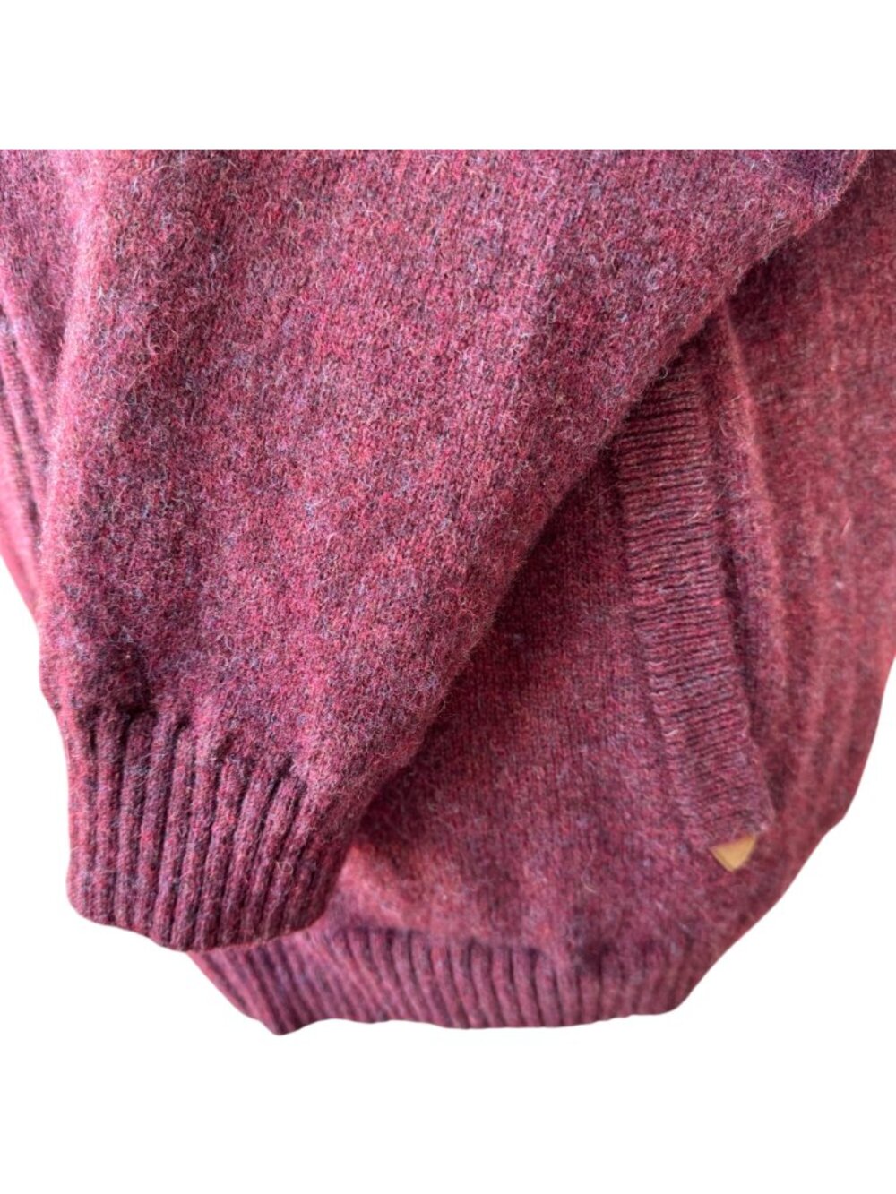 Duluth Trading Mens Shetland Wool Blend Zip-Up Jacket Burgundy 2XL Suede Accents - Picture 14 of 15